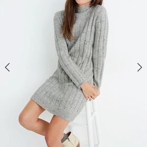 Madewell Donegal Rolled Mockneck Sweater Dress Ribbed Gray Size small